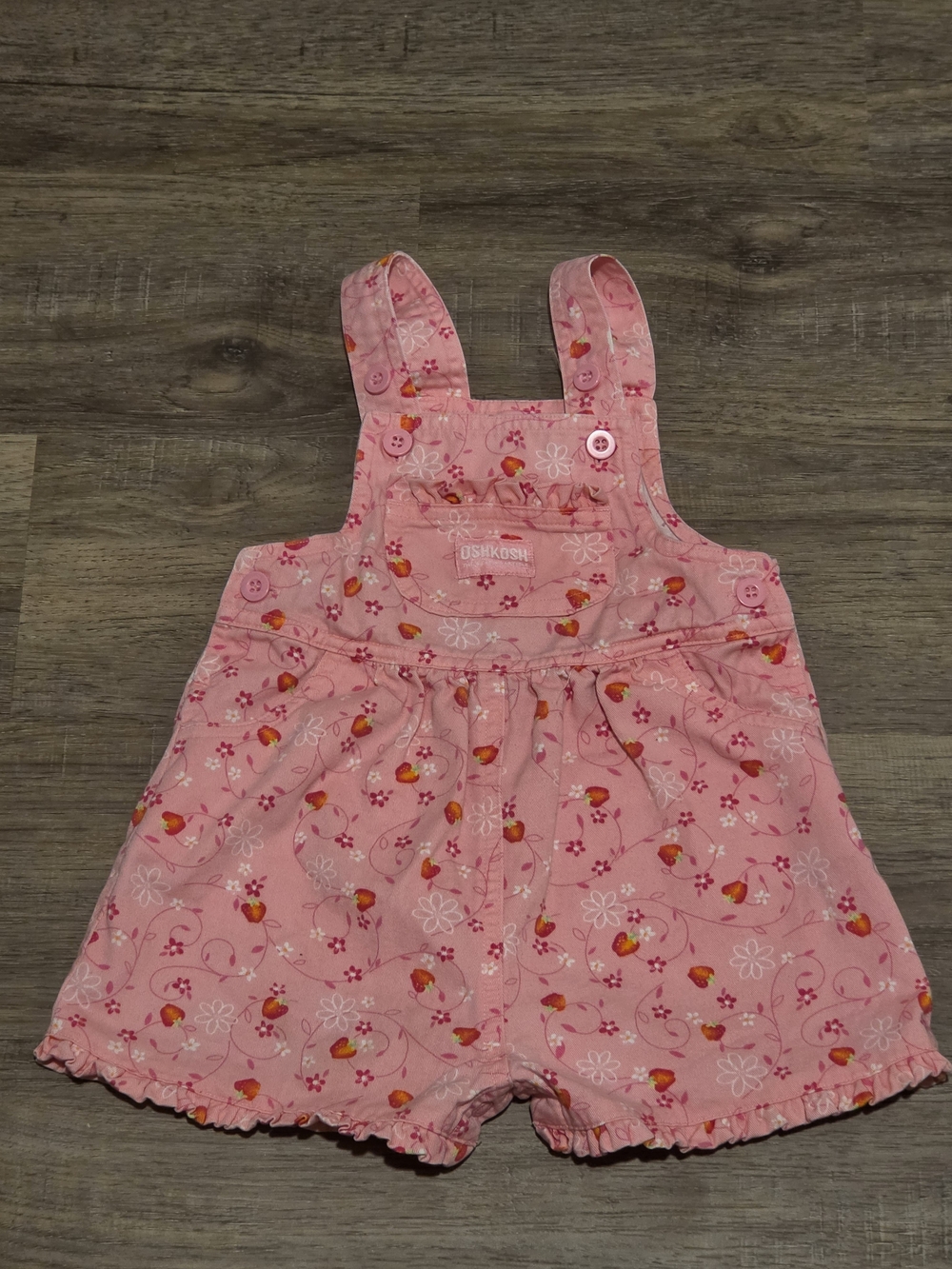 Vintage OshKosh Pink Straberries Shortalls